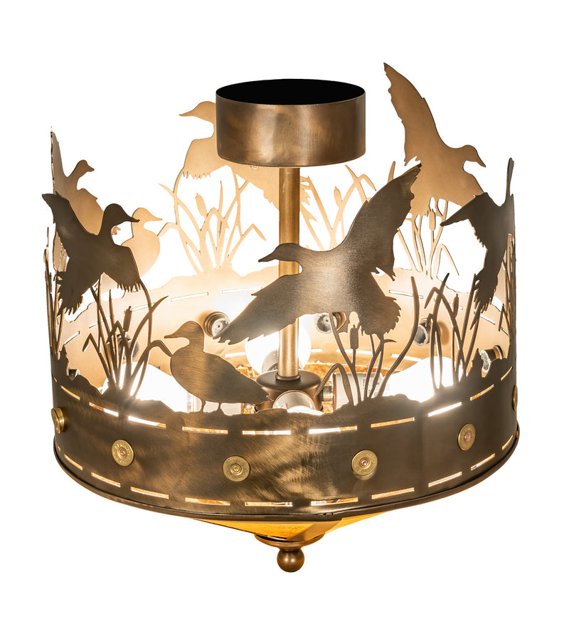 Meyda Tiffany 246225 Four Light Flushmount, Antique Copper