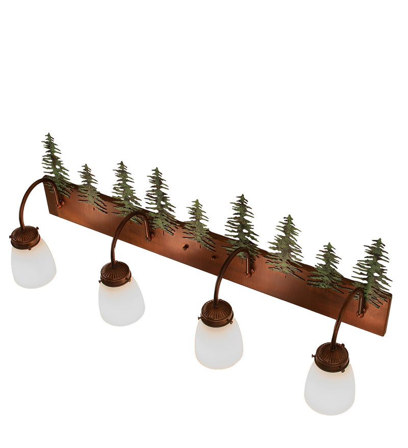 Meyda Tiffany 247393 Four Light Vanity, Vintage Copper/Green Trees