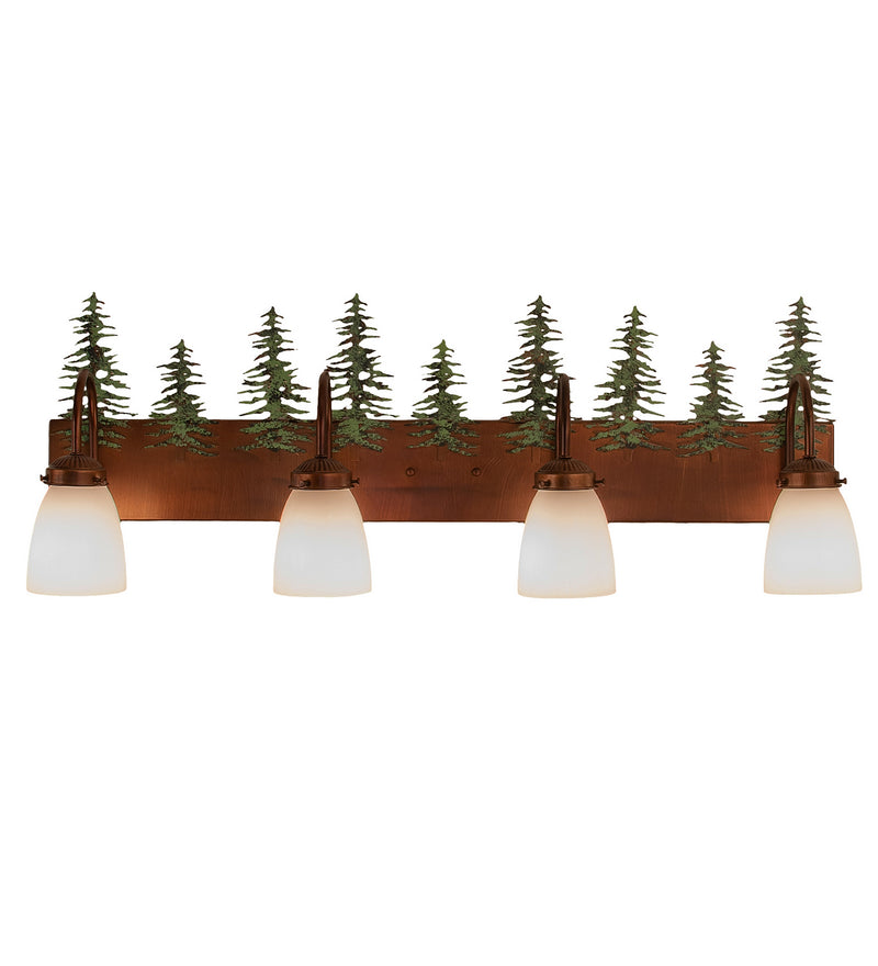 Meyda Tiffany 247393 Four Light Vanity, Vintage Copper/Green Trees