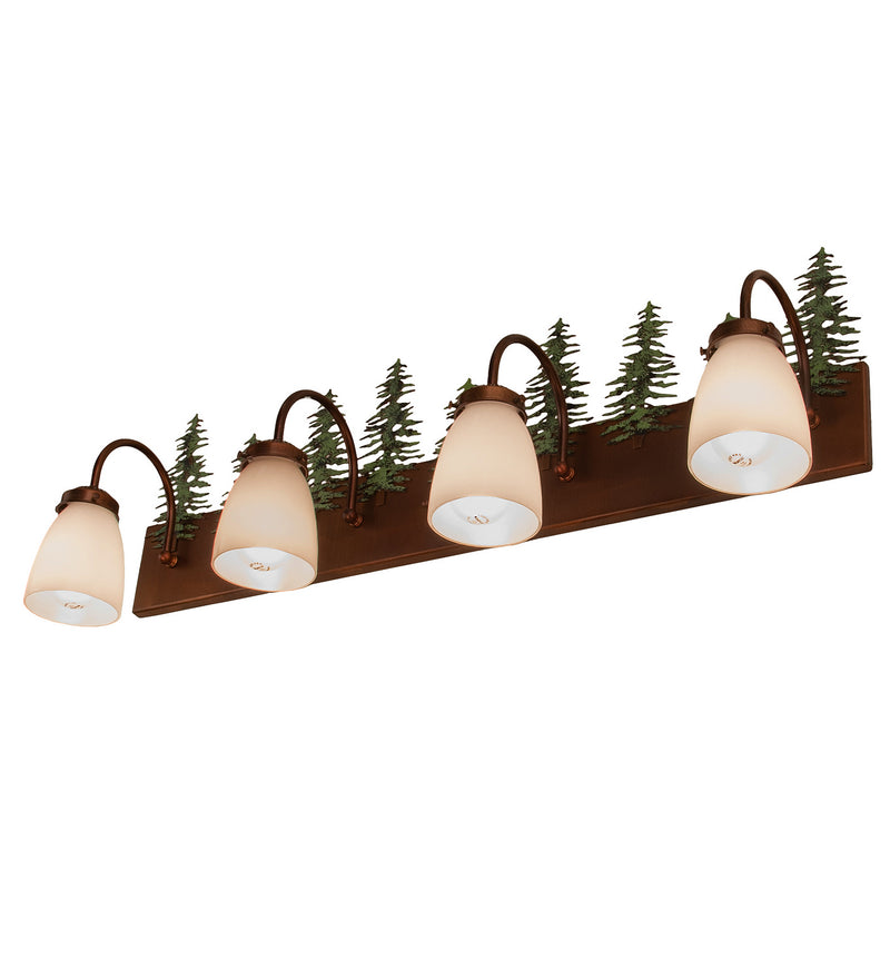 Meyda Tiffany 247393 Four Light Vanity, Vintage Copper/Green Trees