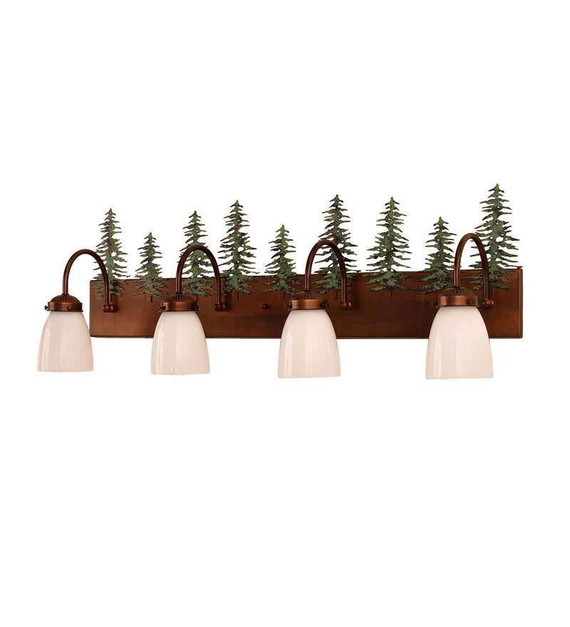 Meyda Tiffany 247393 Four Light Vanity, Vintage Copper/Green Trees