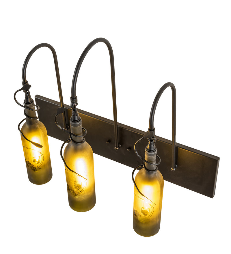Meyda Tiffany 247405 Three Light Wall Sconce, Black Metal