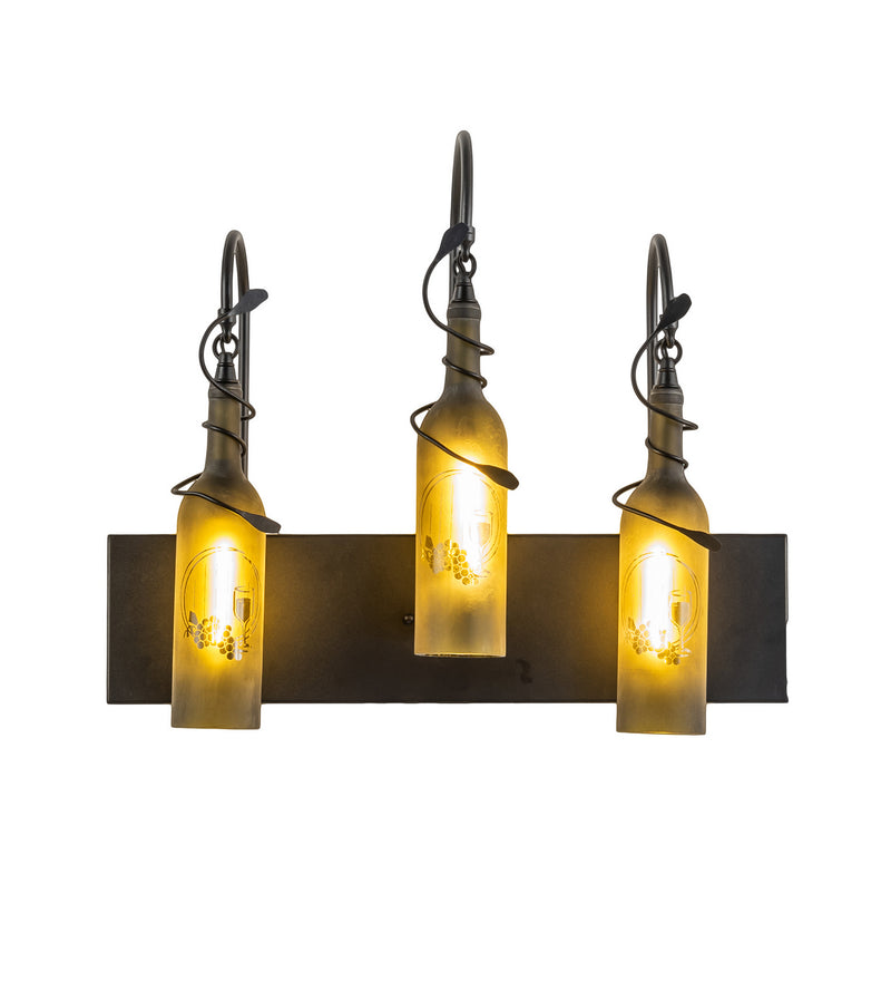 Meyda Tiffany 247405 Three Light Wall Sconce, Black Metal