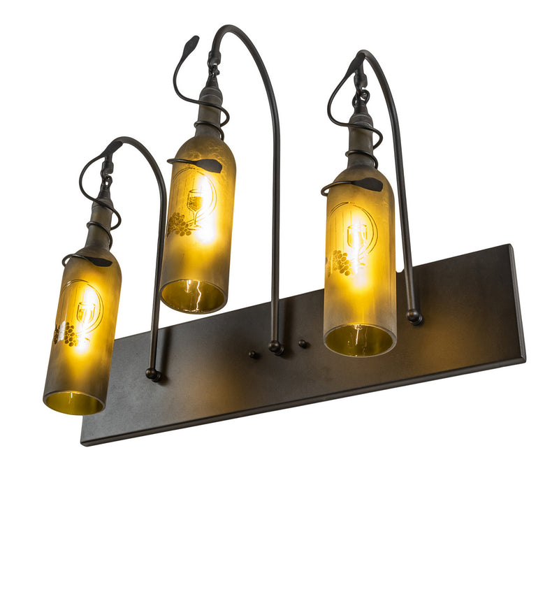 Meyda Tiffany 247405 Three Light Wall Sconce, Black Metal