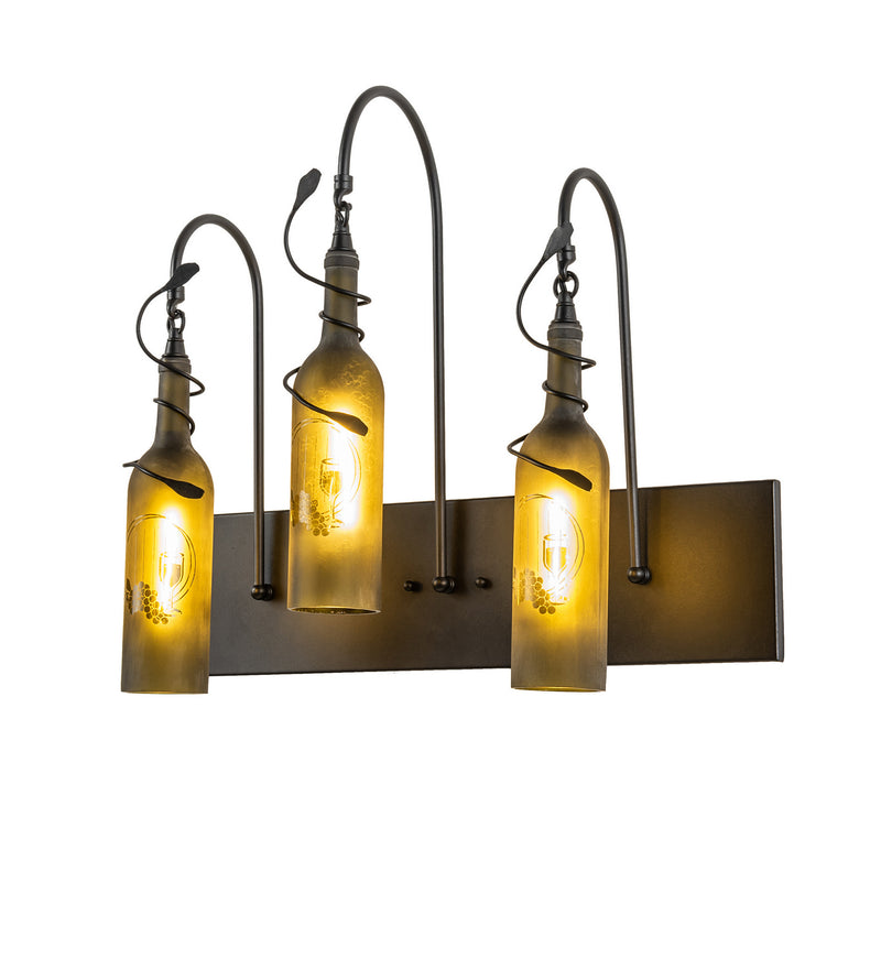 Meyda Tiffany 247405 Three Light Wall Sconce, Black Metal