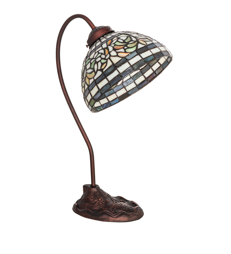Meyda Tiffany 247787 One Light Desk Lamp, Mahogany Bronze
