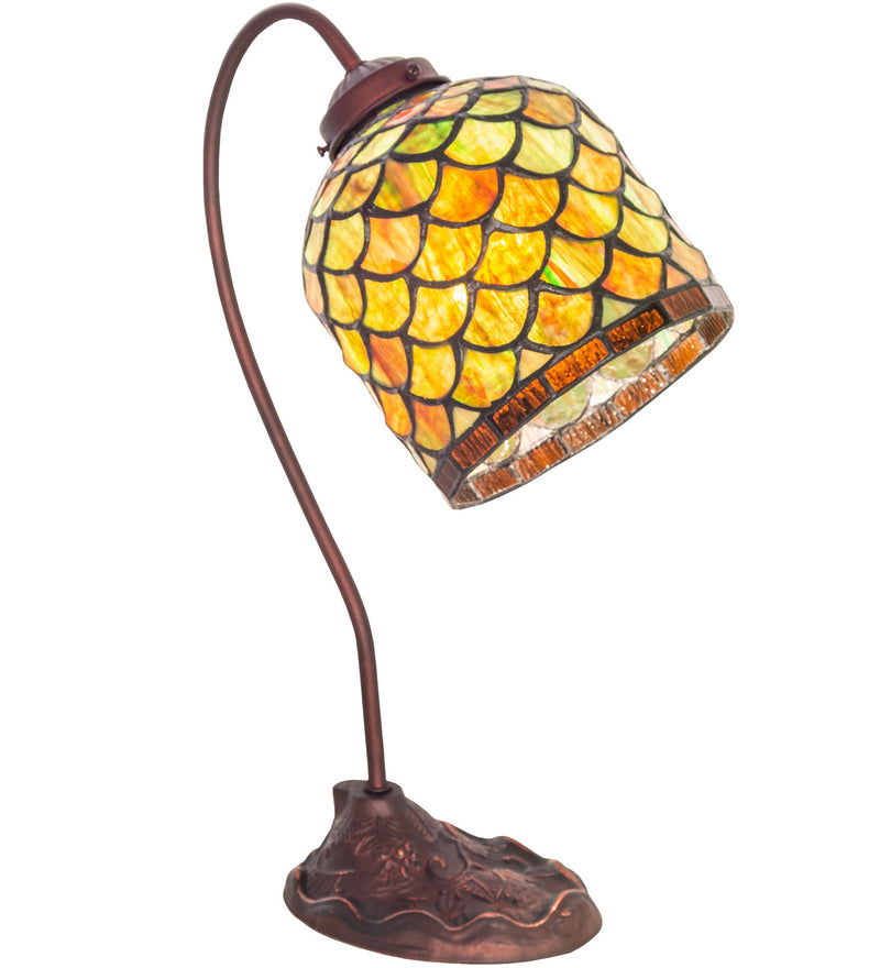 Meyda Tiffany 247788 One Light Desk Lamp, Mahogany Bronze