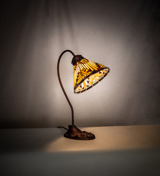 Meyda Tiffany 247794 One Light Desk Lamp, Mahogany Bronze