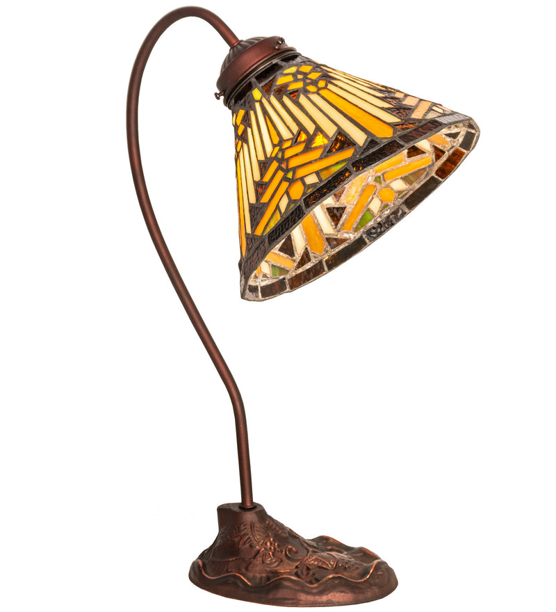 Meyda Tiffany 247794 One Light Desk Lamp, Mahogany Bronze