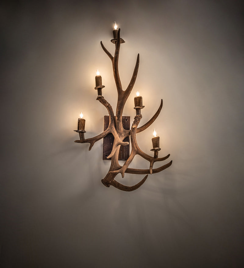 Meyda Tiffany 247860 Five Light Wall Sconce, Naturally Shed/Stained