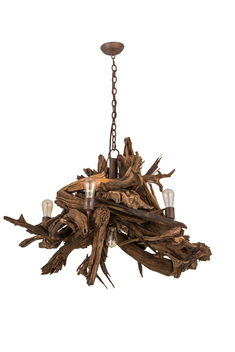 Meyda Tiffany 248859 Six Light Chandelier, Natural Wood/Rusty Nail