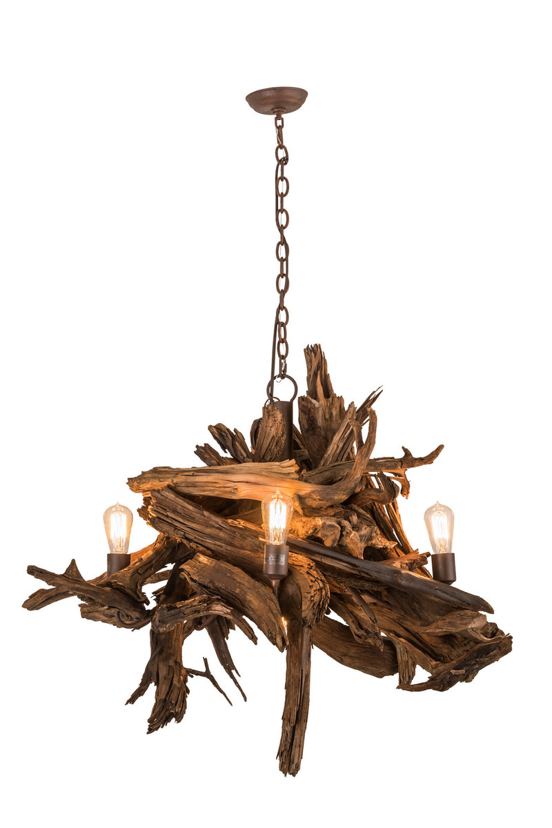 Meyda Tiffany 248859 Six Light Chandelier, Natural Wood/Rusty Nail