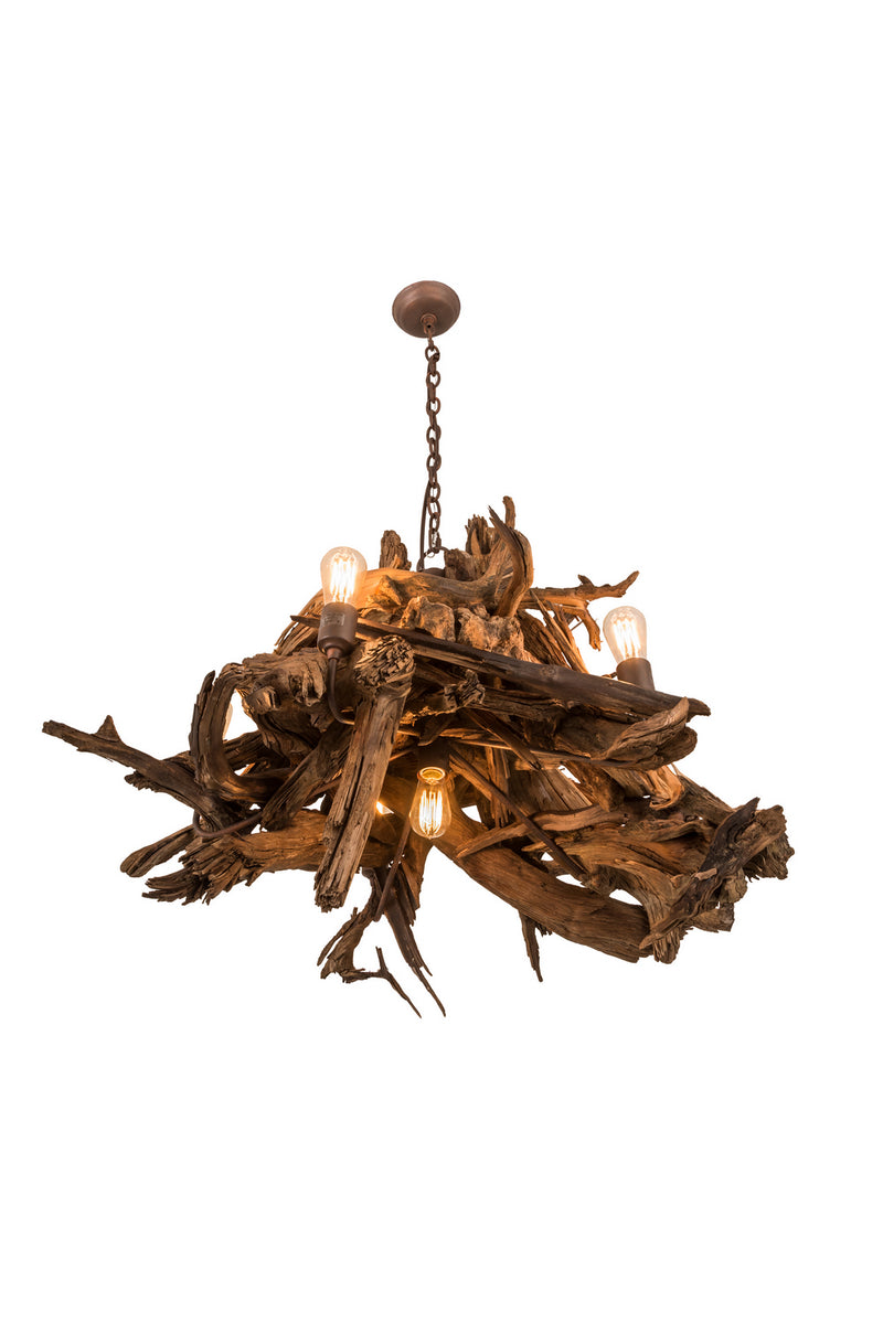 Meyda Tiffany 248859 Six Light Chandelier, Natural Wood/Rusty Nail