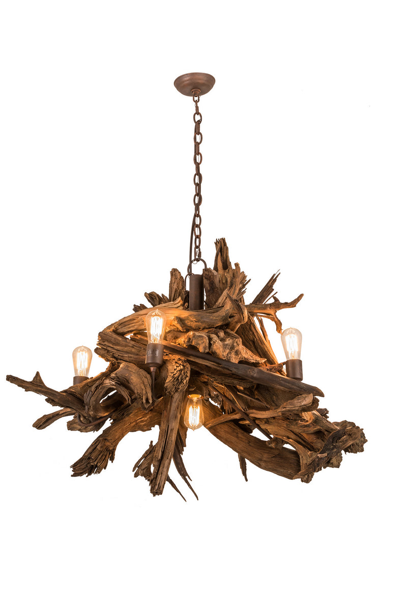 Meyda Tiffany 248859 Six Light Chandelier, Natural Wood/Rusty Nail
