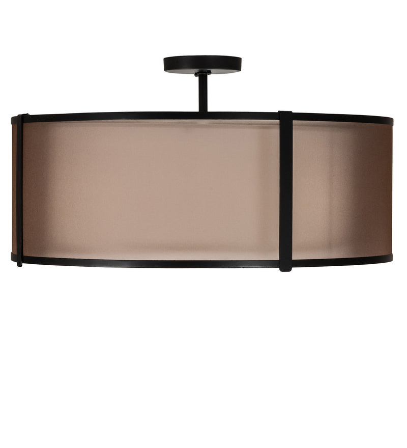 Meyda Tiffany 249042 Three Light Semi-Flushmount, Flat Black
