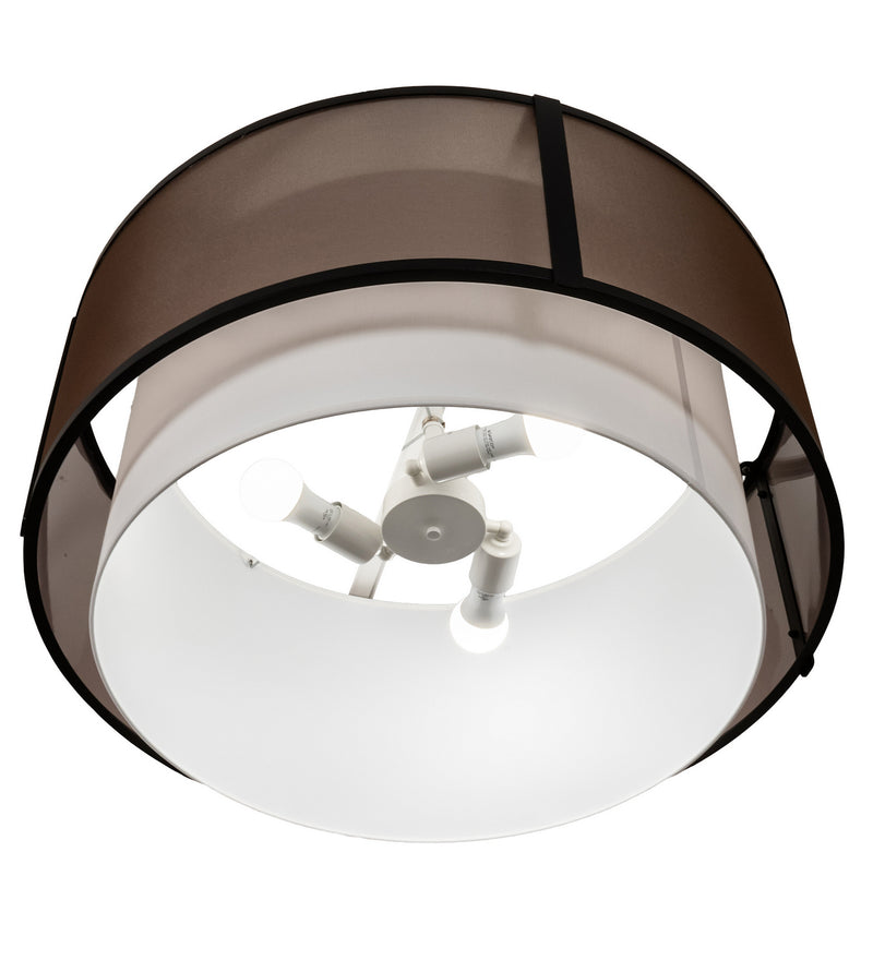 Meyda Tiffany 249042 Three Light Semi-Flushmount, Flat Black