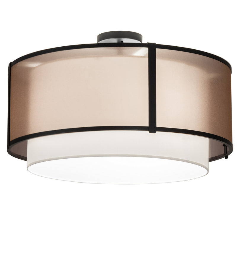 Meyda Tiffany 249042 Three Light Semi-Flushmount, Flat Black