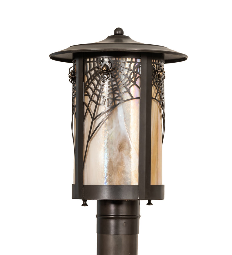 Meyda Tiffany 33935 One Light Post Mount, Craftsman Brown On Brass