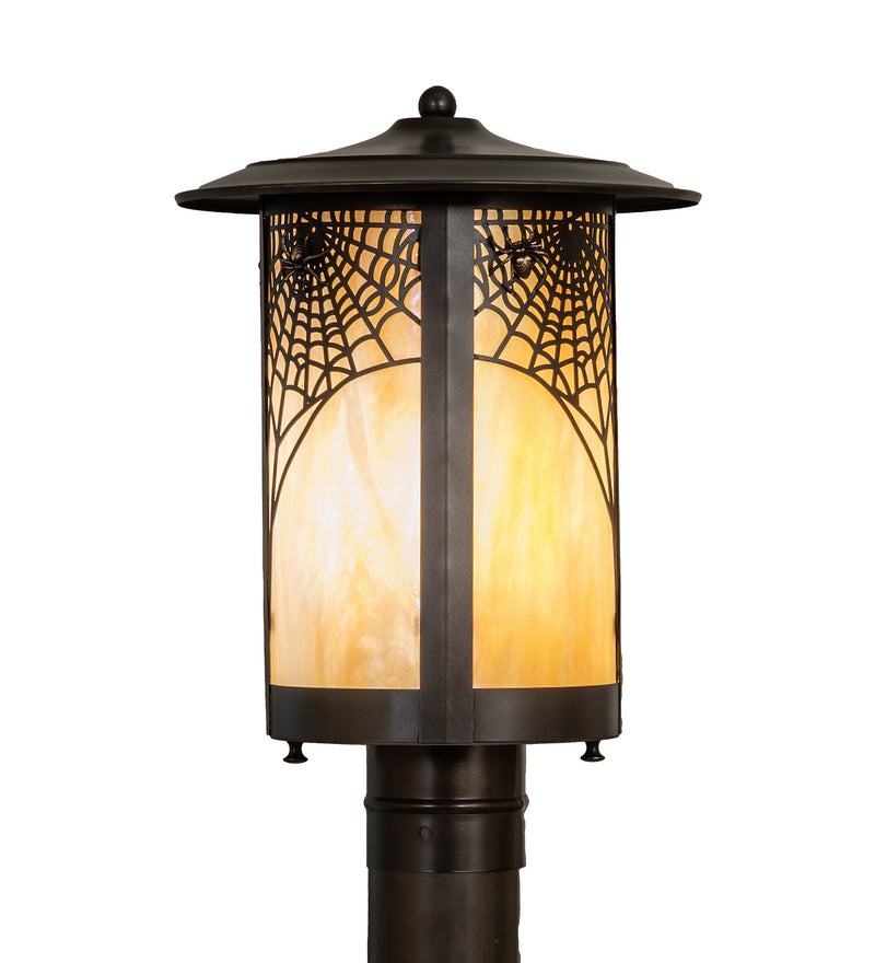 Meyda Tiffany 33935 One Light Post Mount, Craftsman Brown On Brass