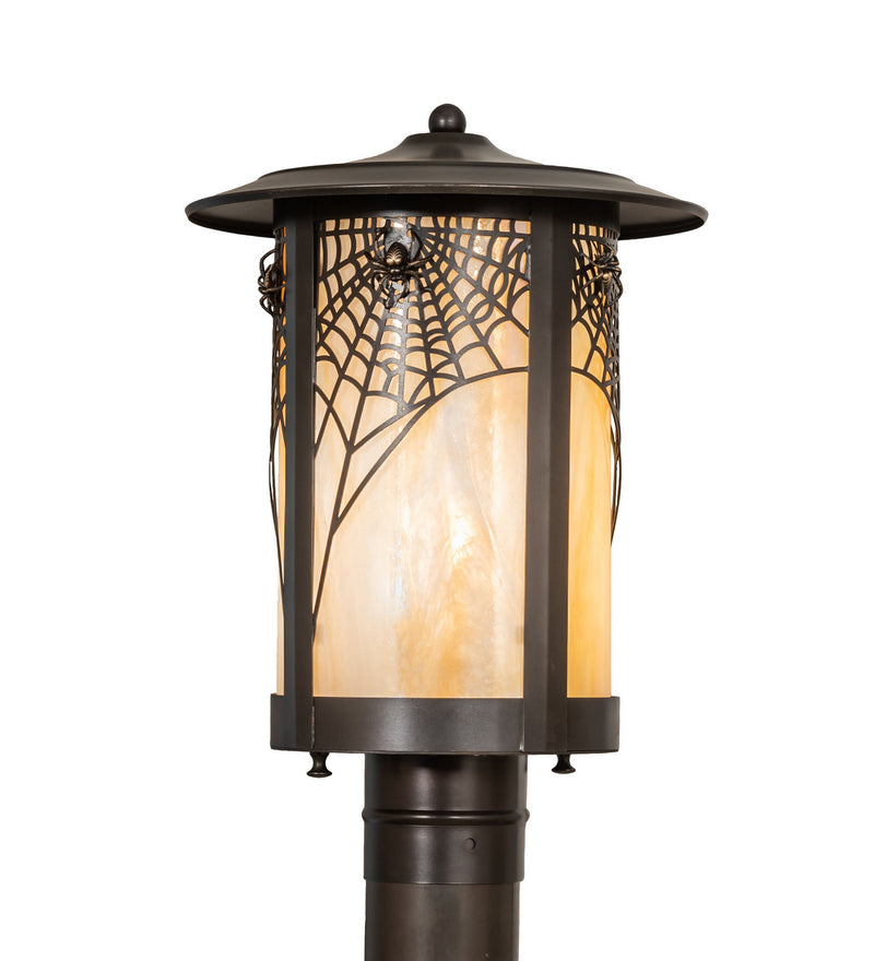 Meyda Tiffany 33935 One Light Post Mount, Craftsman Brown On Brass
