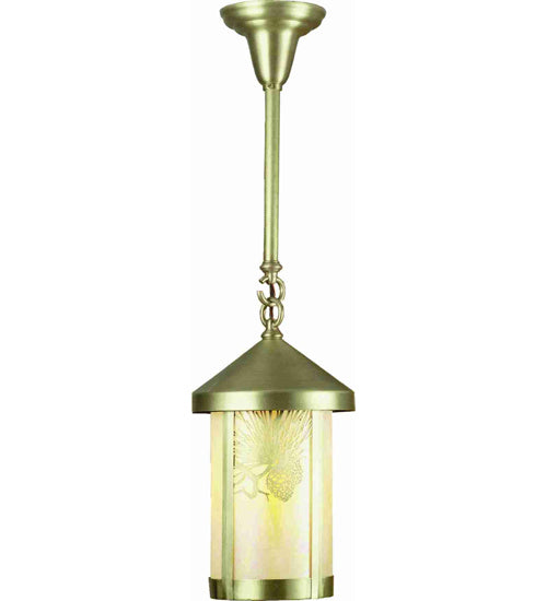 Meyda Tiffany 38000 Lantern/Rod Hanger/2 Pine Cones, Natural Brass