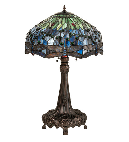 Meyda Tiffany 47552 Three Light Table Lamp, Mahogany Bronze