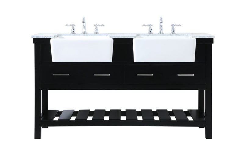 Elegant Lighting VF60160DBK Double Bathroom Vanity, Black