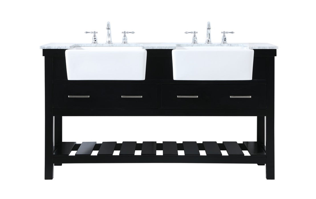 Elegant Lighting VF60160DBK Double Bathroom Vanity, Black