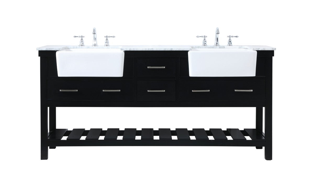 Elegant Lighting VF60172DBK Double Bathroom Vanity, Black