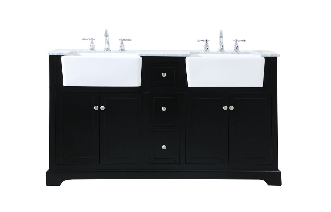Elegant Lighting VF60260DBK Double Bathroom Vanity, Black