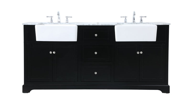 Elegant Lighting VF60272DBK Double Bathroom Vanity, Black
