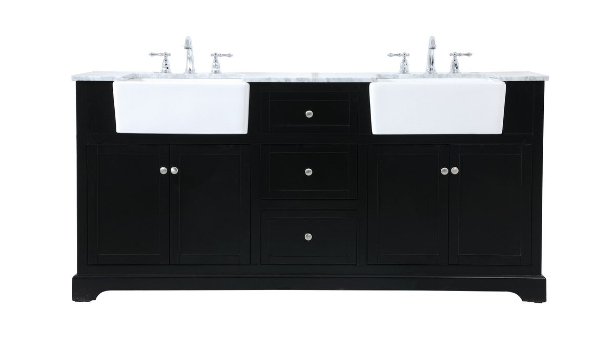 Elegant Lighting VF60272DBK Double Bathroom Vanity, Black