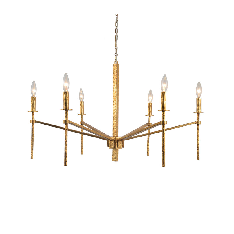 Terracotta Designs H20103-6GD Six Light Chandelier, Hammered Autique Gold