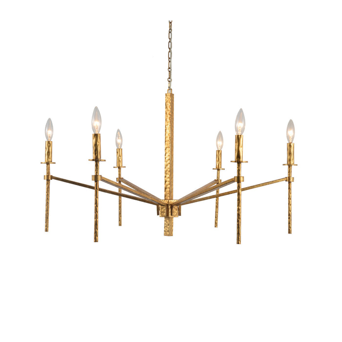 Terracotta Designs H20103-6GD Six Light Chandelier, Hammered Autique Gold
