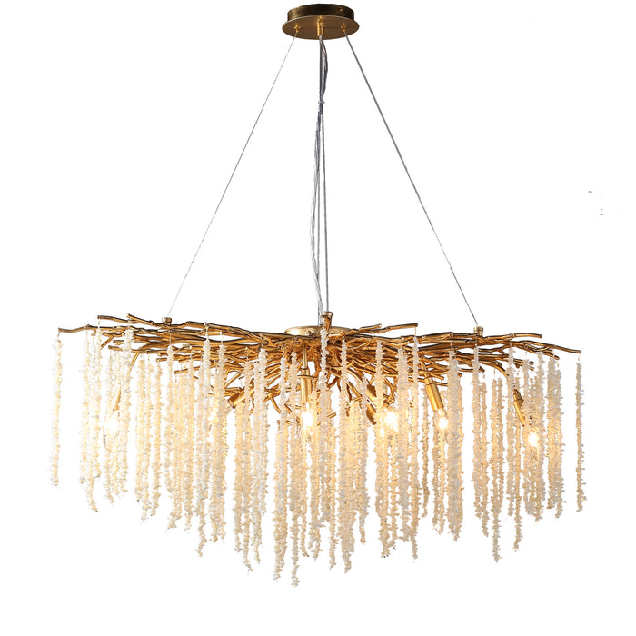 Terracotta Designs H22102-9 Nine Light Chandelier, Gild Gold Leaf