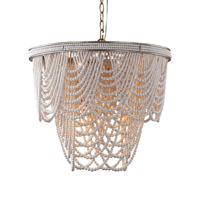 Terracotta Designs H22111-9S Nine Light Chandelier, Rustic Silver, White