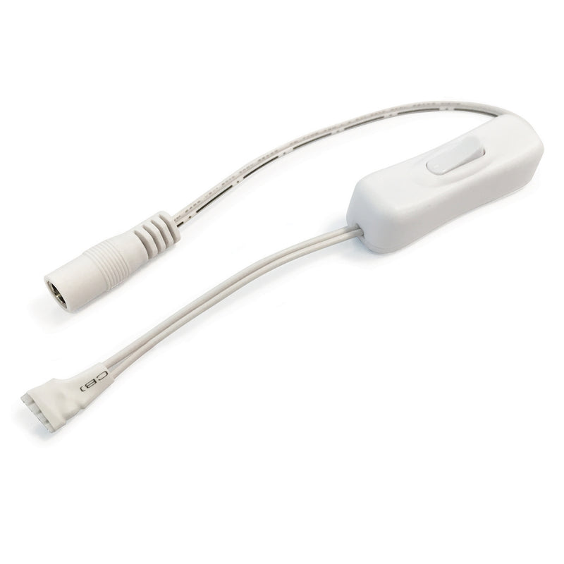 Nora Lighting NATL-511W 11" Power Cord with Switch & DC Connector for 24V Side-Lit Tape Light, White