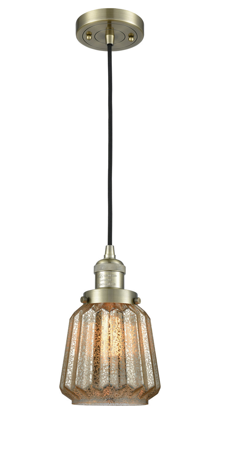 Innovations 201C-AB-G146 One Light Mini Pendant, Antique Brass