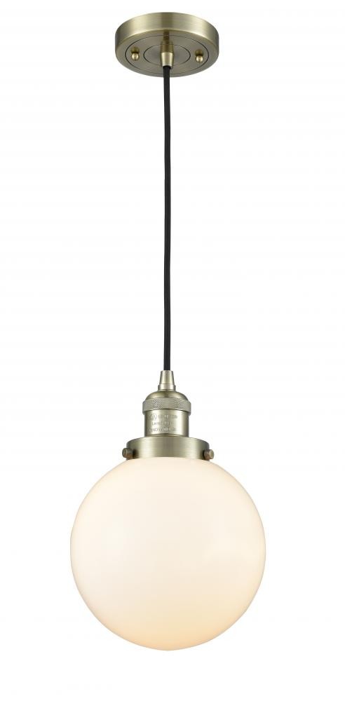 Innovations 201C-AB-G201-8 One Light Mini Pendant, Antique Brass