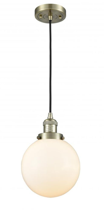Innovations 201C-AB-G201-8 One Light Mini Pendant, Antique Brass