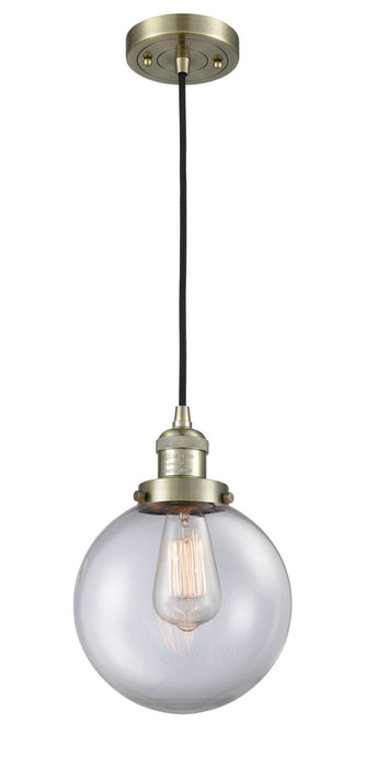 Innovations 201C-AB-G202-8 One Light Mini Pendant, Antique Brass