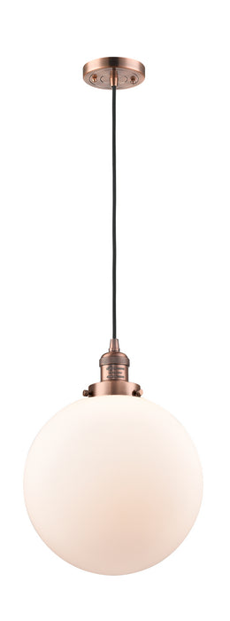 Innovations 201C-AC-G201-12 One Light Mini Pendant, Antique Copper