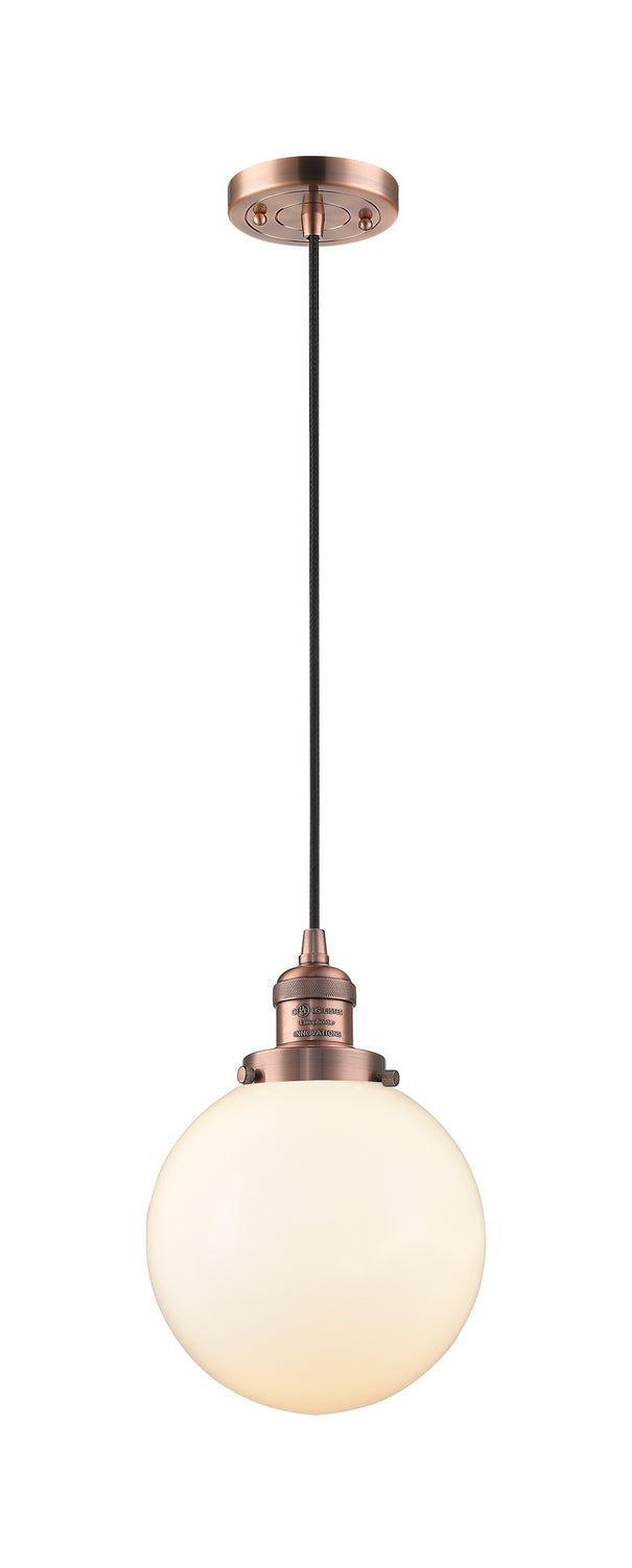 Innovations 201C-AC-G201-8 One Light Mini Pendant, Antique Copper