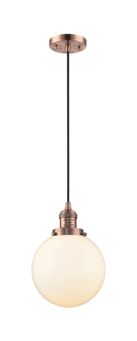 Innovations 201C-AC-G201-8 One Light Mini Pendant, Antique Copper