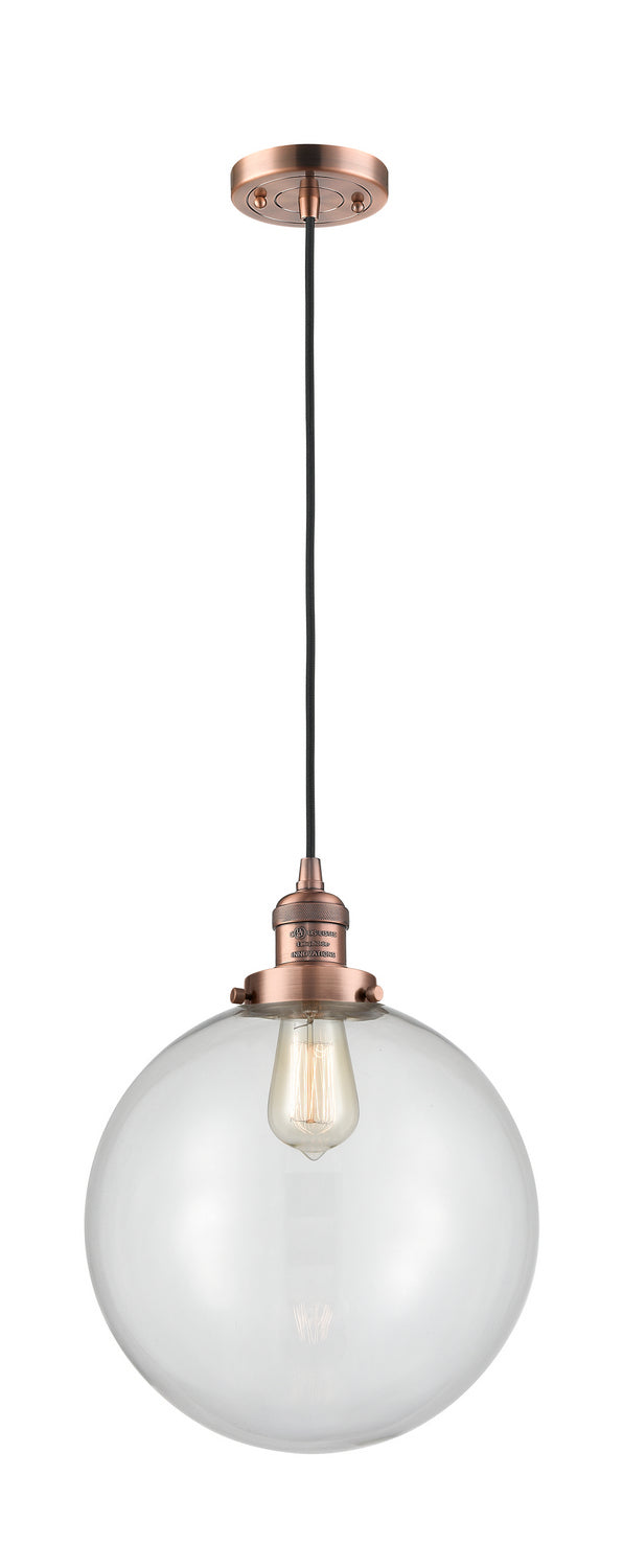 Innovations 201C-AC-G202-12 One Light Mini Pendant, Antique Copper