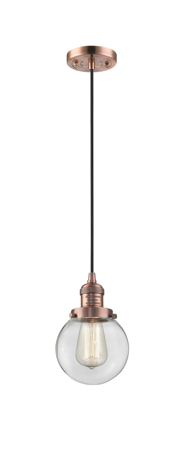 Innovations 201C-AC-G202-6 One Light Mini Pendant, Antique Copper