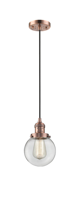Innovations 201C-AC-G202-6 One Light Mini Pendant, Antique Copper