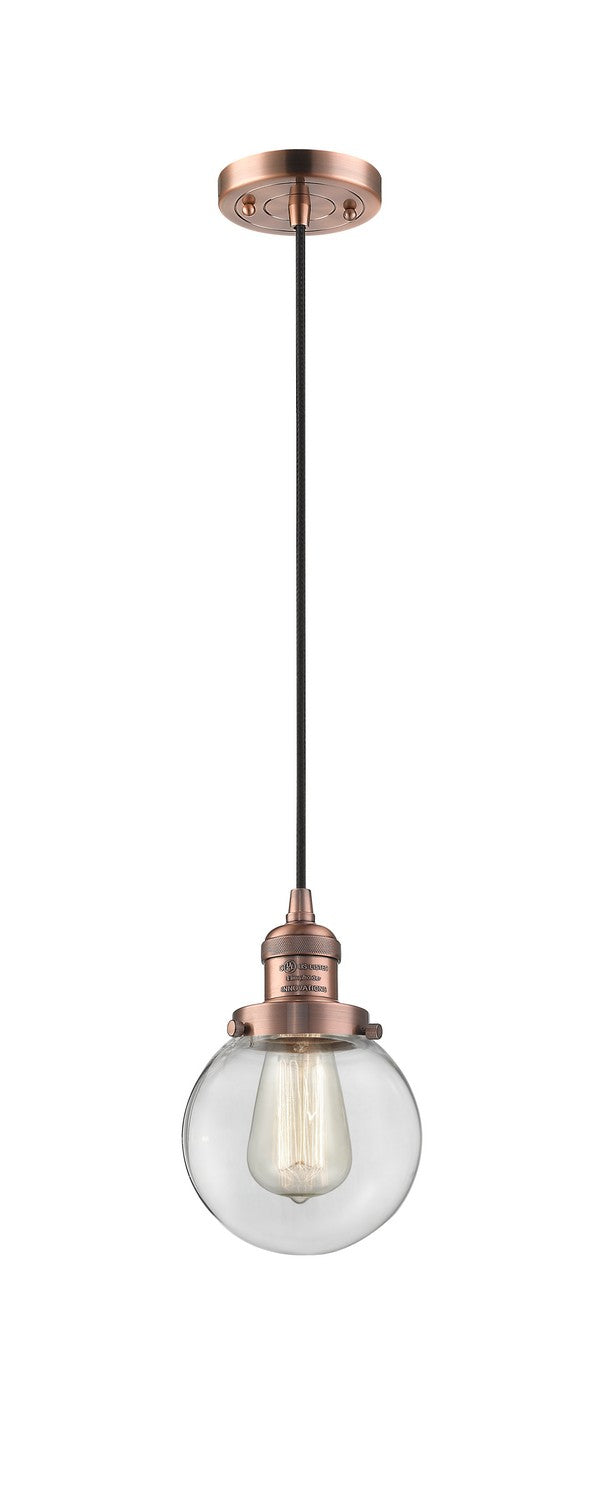 Innovations 201C-AC-G202-6-LED LED Mini Pendant, Antique Copper