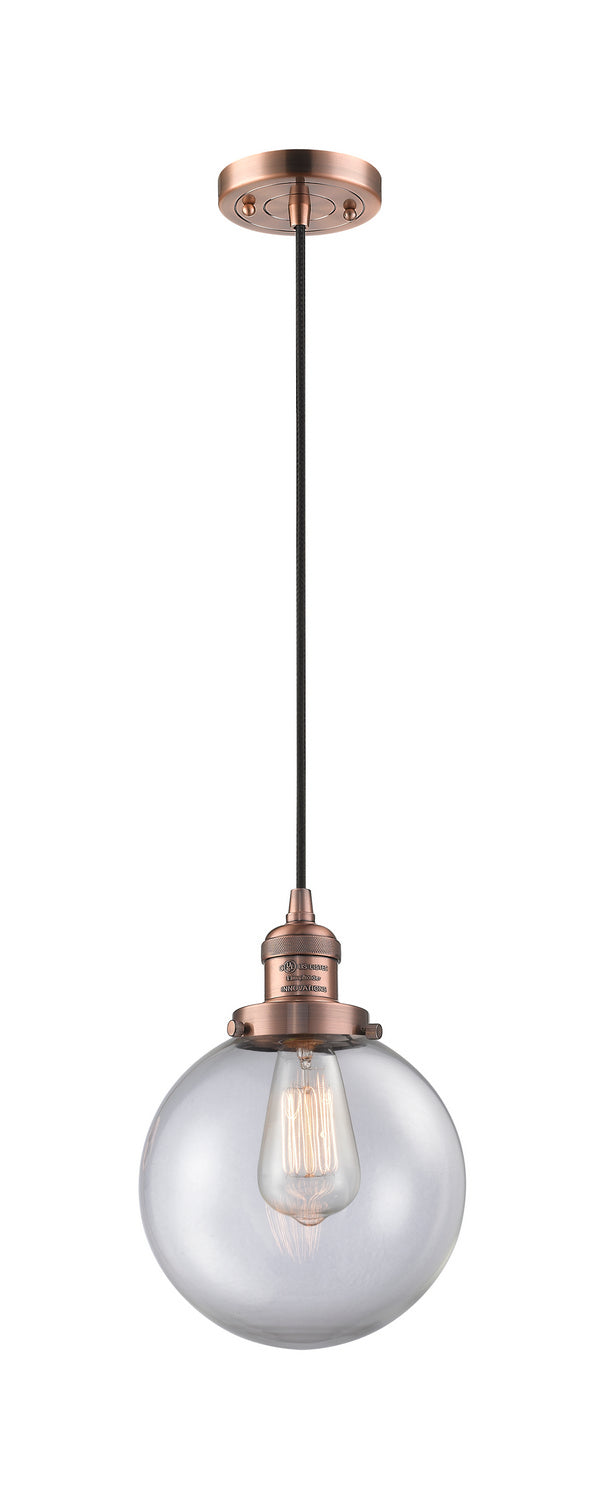 Innovations 201C-AC-G202-8 One Light Mini Pendant, Antique Copper