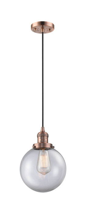 Innovations 201C-AC-G202-8 One Light Mini Pendant, Antique Copper